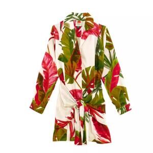 FARM RIO Spring Forest Long Sleeve Linen Blend Minidress In Multi XSmall